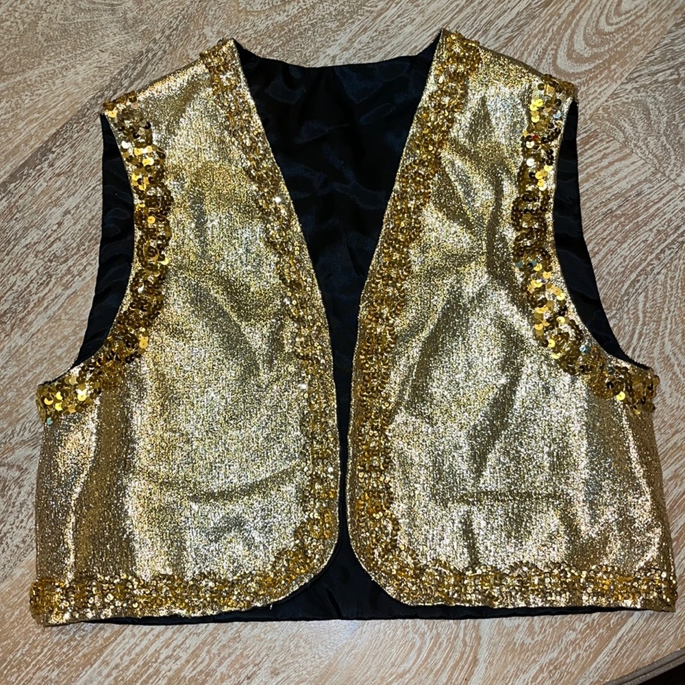 Vintage lame gold sequin vest